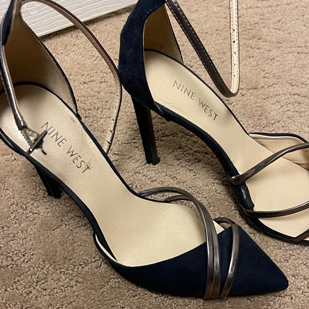 Nine West Black and Silver Strappy Heels